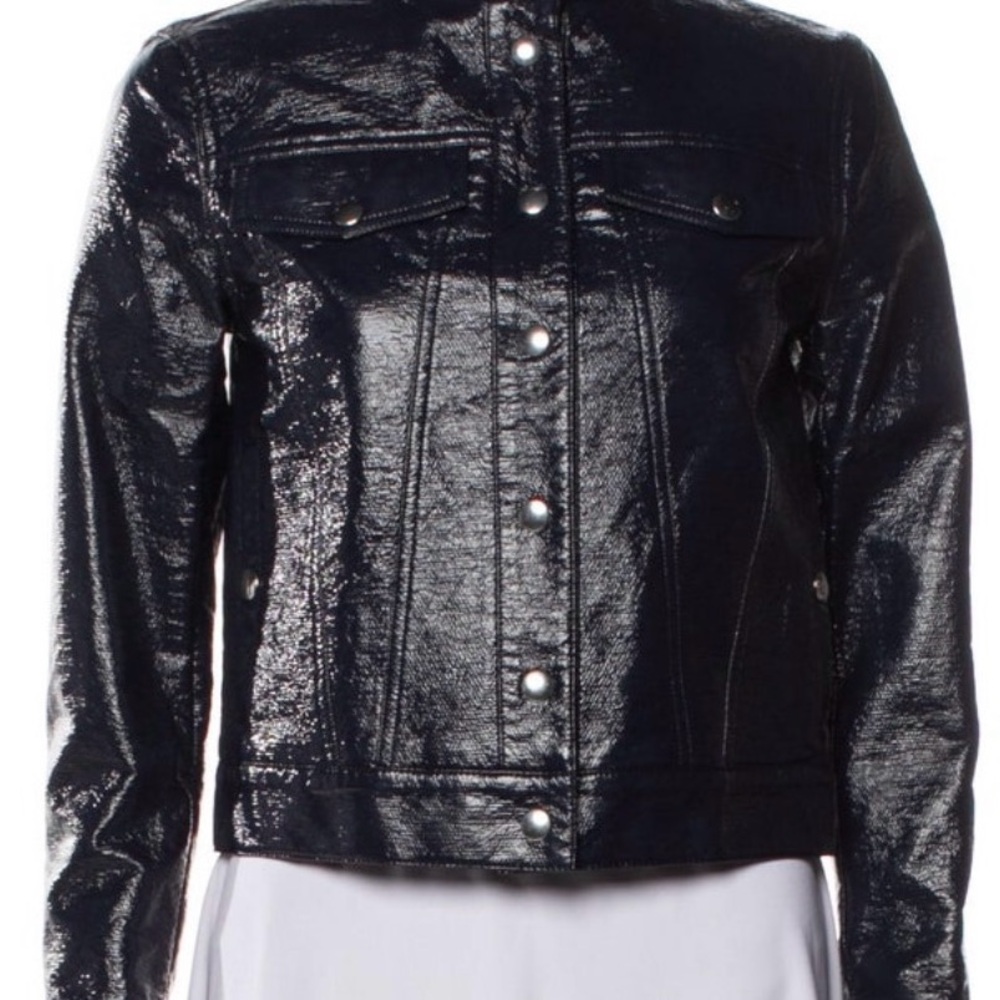 Lisa Perry Glossy Black Jean Jacket